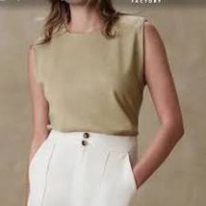 Banana Republic Slub Trapunto T Shirt Padded Shoulder Pad Tank